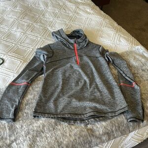 Heather Gray Mock Neck Sweatshirt with Cuffed Sleeves